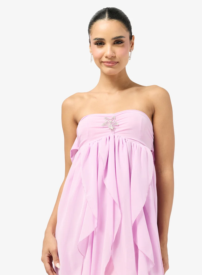 Ginger Boutique  Halter Neck Waterfall Frill Detail Dress for Women | Best Price UAE